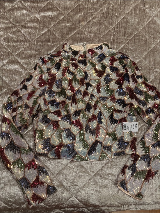 AKIRA Tops - 💖NWT Akira Sequin Statement Crop Jacket Maximalist Dopamine Party